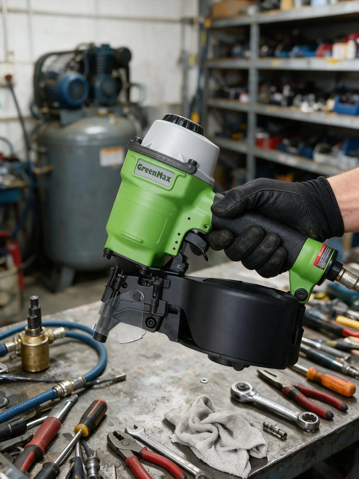 Gwoździarka Green Max w warsztacie serwisowym P&P Fasteners